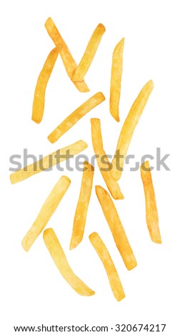 French fries isolated on a white background Royalty-Free Stock Photo #320674217