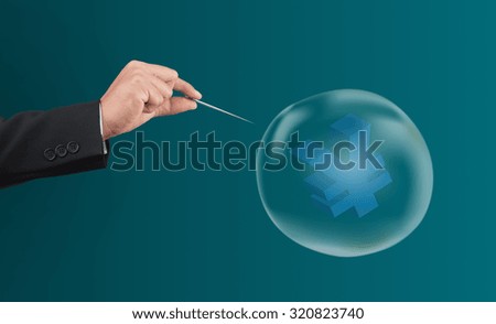 hand hole needle with yen or yuan symbol in the bubble