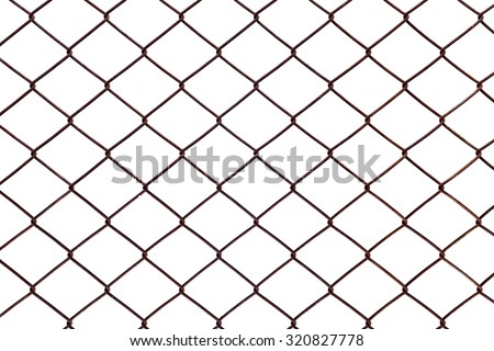Steel mesh rusty isolated on white background.