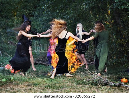 witches dancing around the campfire