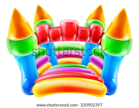 An illustration of a colourful inflatable children s party castle