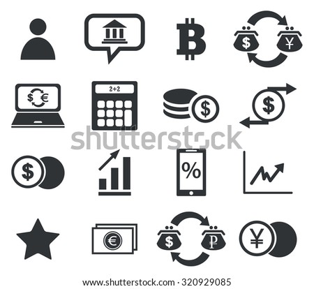Finance icon set 4, simple black images, on white background