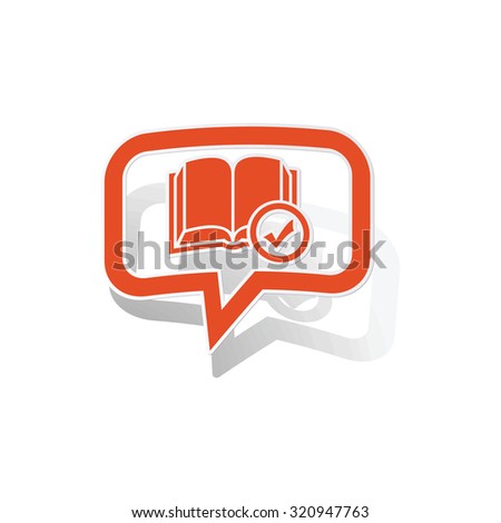 Select book message sticker, orange chat bubble with image inside, on white background