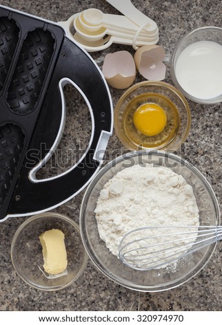 preparation waffles. All ingredients needed for waffles.