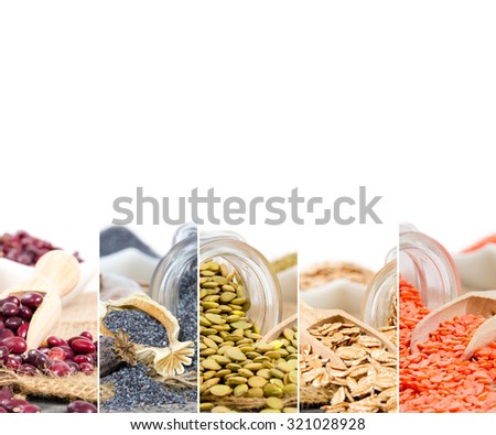Photo of colorful seed mix with white space for text