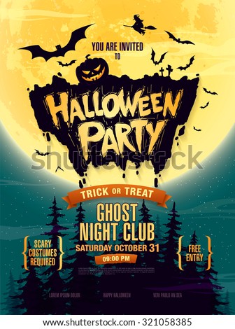 Halloween party banner. Vector illustration Royalty-Free Stock Photo #321058385