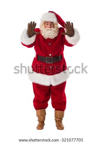 Santa Claus Portrait. Stop gesture