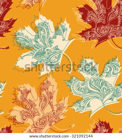 Seamless pattern of beautiful autumn leaves.