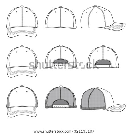 Vector template illustrations of a ball cap.