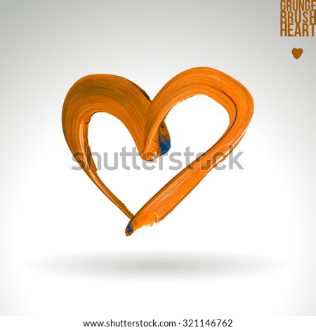 Brush stroke and texture. Heart symbol. Vector design.