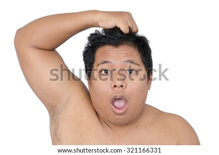 Thai man shocked face on white background