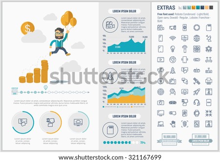 Start up infographic template and elements. The template includes illustrations of hipster men and huge awesome set of thin line icons. Modern minimalistic flat vector design.