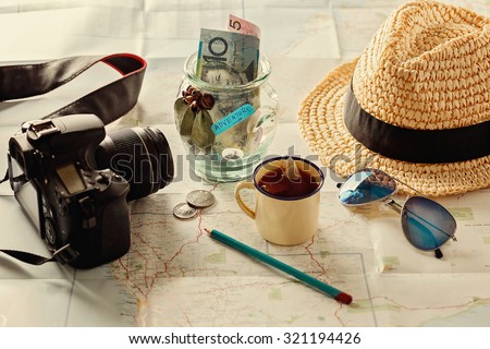 Instagram looking image of travelling concept. Retro effect, filters, color toning, selective focus, shallow depth of field Royalty-Free Stock Photo #321194426