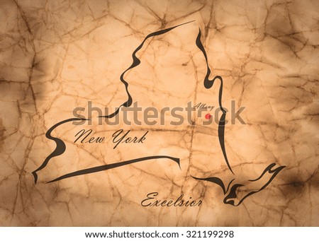 Map New York of America on the old faded paper