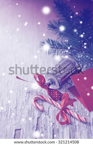 Christmas background with christmas decorations / toned pictures