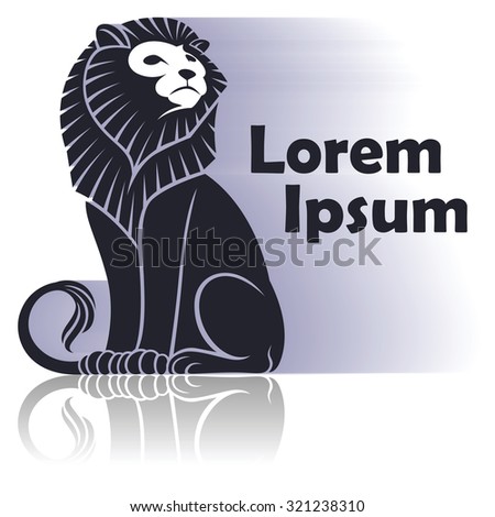 Vector template tattoo. Image graphic style of lion with long shadow.
