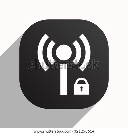 Wireless network access is closed, locked. icon. vector design, black button for Mobile Applications