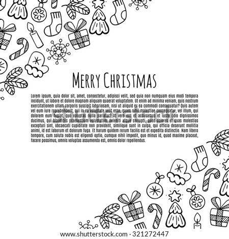 Christmas sketch icons isolation horizontal banner vector design illustration. Christmas background.