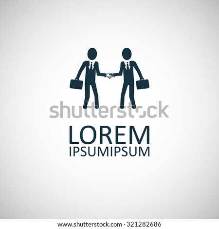 businessmen shaking hands icon, on white background
