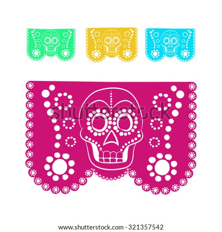 colored sticker paper in traditional Mexican style and patterns for backgrounds skulls, celebrations, day of the dead, halloween, fiesta.