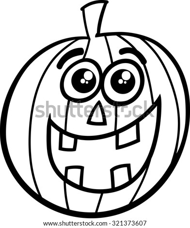 Black and White Cartoon Vector Illustration of Jack Lantern for Coloring Book