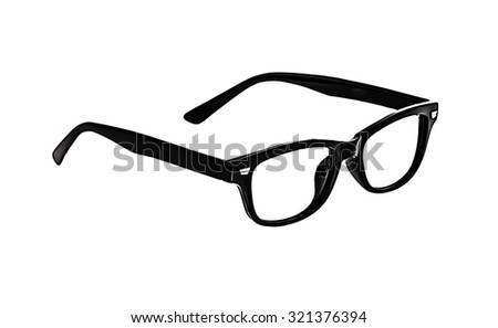 Black Glasses on white background, no glass.