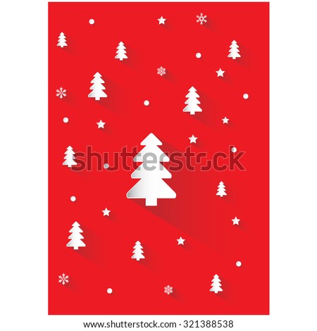 Red background with white chirstmas tree