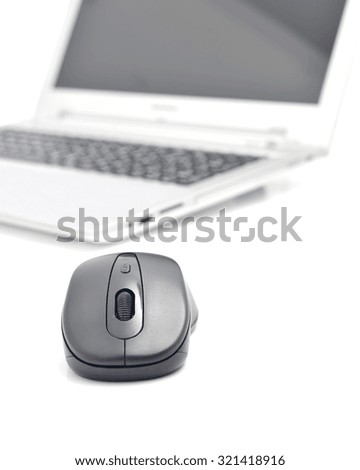 Mouse and laptop isolated on white