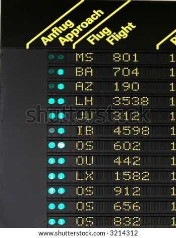 detail of flightinformation panel with flash lights