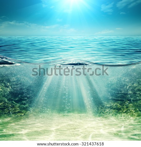 Deep blue ocean. Abstract underwater backgrounds for your design Royalty-Free Stock Photo #321437618
