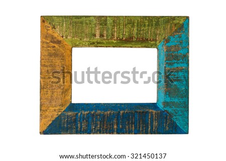 old scratched colorful frame isolated on white background