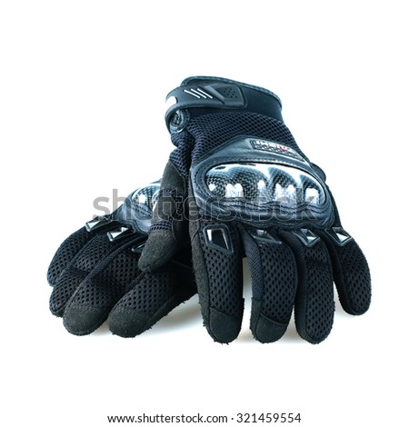 Motorcycle gloves isolated  on white background.