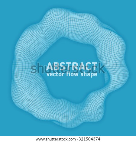 Vector abstract polygonal wave. Abstract smooth flow of liquid. Distorted torus