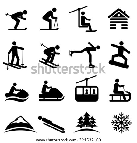 Ski, snow and winter icon set