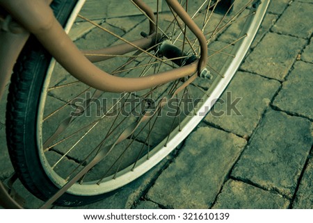 Vintage bicycle detail close up, vintage color style
