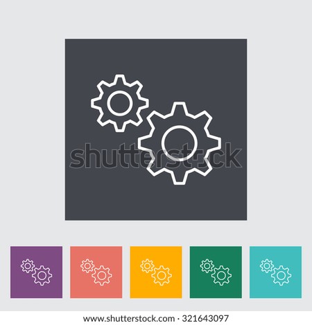 Gear. Single flat icon on the button.  illustration.