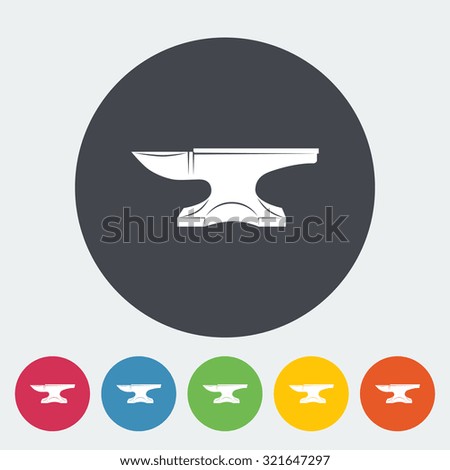 Anvil. Single flat icon on the circle button.  illustration.