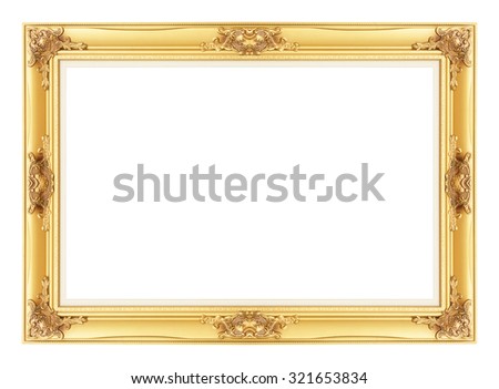 gold picture frame. Isolated on white background