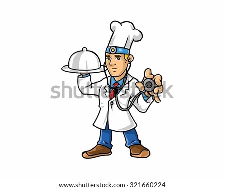 doctor medical hospital chef cook person profession double job cartoon character