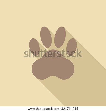 Paw icon. Flat vector related icon with long shadow for web and mobile applications. It can be used as - logo, pictogram, icon, infographic element. Vector Illustration.