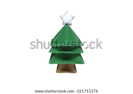 Origami in shape of Christmas Tree with star on top