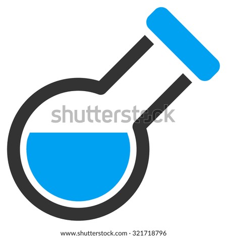 Retort raster icon. Style is bicolor flat symbol, blue and gray colors, rounded angles, white background.