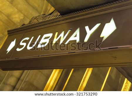 Old subway sign in New York City .