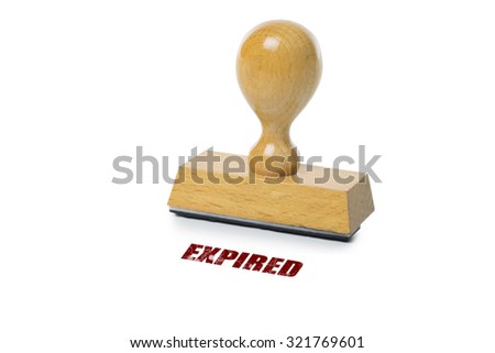 Expired printed in red ink with wooden Rubber stamp isolated on white background