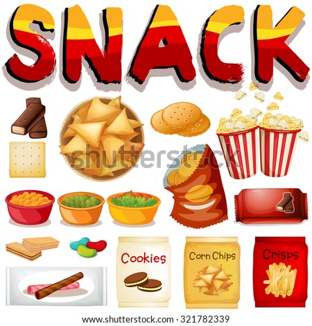 Different kind of snack illustration
