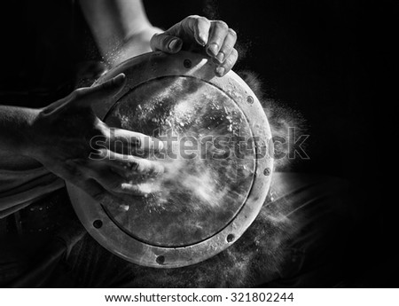 black and white photo of hand drum