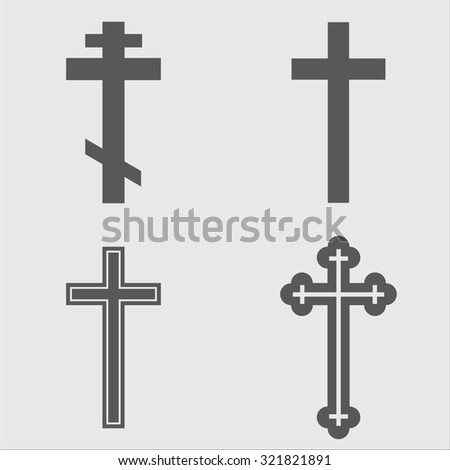 Religion cross icon set