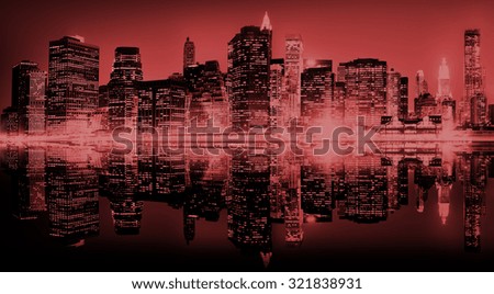 Building Skyscraper Panoramic Night New York City Concept