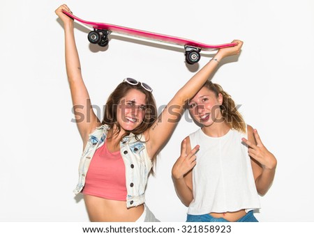 Friends with their skateboards