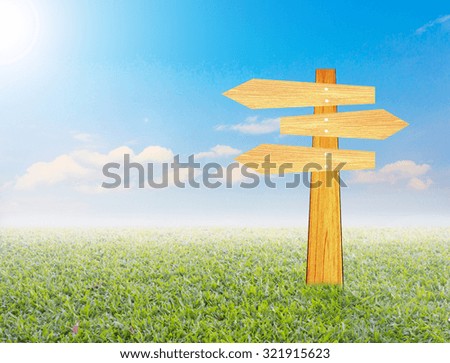 wooden sign with nature abstract background